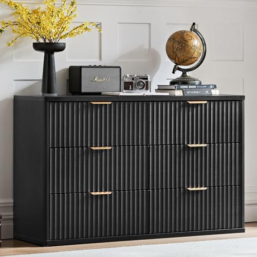 LEYAOYAO Fluted 6 Drawers Dresser for Be…