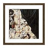 Artery8 Gysbrechts Board Partition Letter Rack Trompe L'oeil Painting 9X9 Inch Square Wooden Framed Wall Art Print Picture with Mount