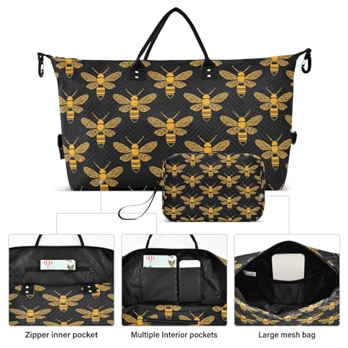 ALAZA Retro Yellow Bee Travel Duffel Bag Gym Bag Sports Tote Bag Weekender Overnight Travel Bag for Women Men Business Trip Workout2