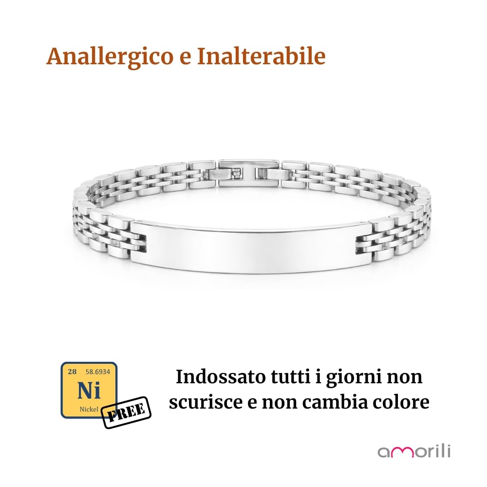 Bracciale Uomo Personalizzabile con Incisione in Acciaio Inox Maglia Jubilee – Gioiello Maschile Personalizzato con Frasi e Date – Idea Regalo Uomo