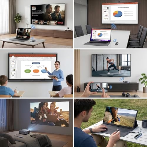 Image of Wireless HDMI Transmitter and Receiver, 4K Input & Output | 328FT /100M, LED Display, 5.8G+2.4G Dual Band, Wireless HDMI Extender Auto Pairing for TV /Laptop / /Monitor /Projector