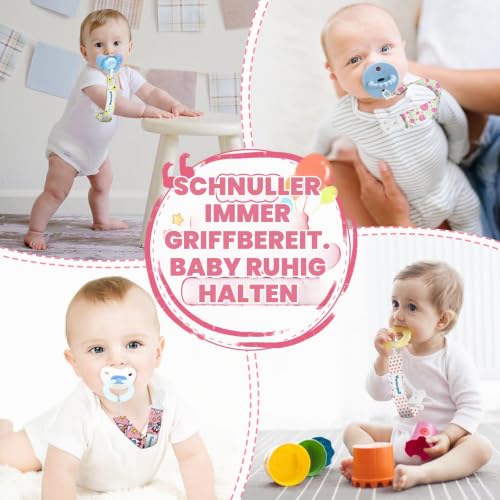 Smlpuame Baby Schnullerkette Mädchen,6 Stück BPA-Frei Schnullerband Stoff Mädchen,Schnuller Kette Nuckelkette Passen Die Meisten Schnuller… – Ansicht 6