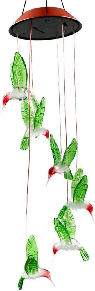 JWTX Solar Light Wind Chime Color Changing LED Solar Light Lamp (25 inches, Hummingbird)