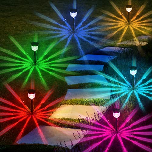 SMY Lampe Solaire Exterieur Jardin,Lot de 6 Lumiere Solaires Exterieur RGB,IP65 Imperméable,LED Éclairage Solaire Jardin pour Chemins Allée Pelouse Paysage Camping Fête (Multicolore)