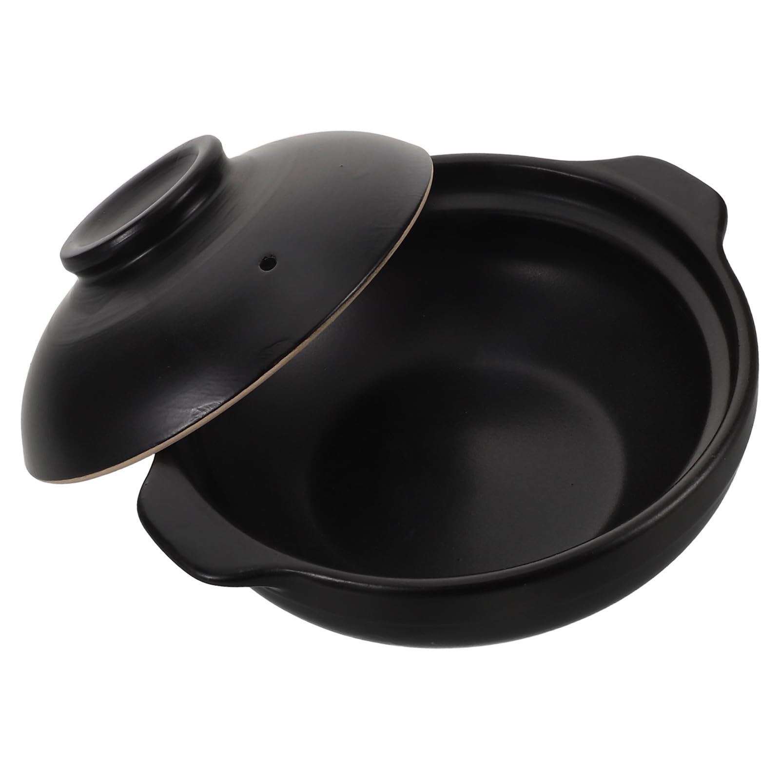 Balacoo Olla de Barro de Cerámica Negra 900ml para Sopa y Guisos