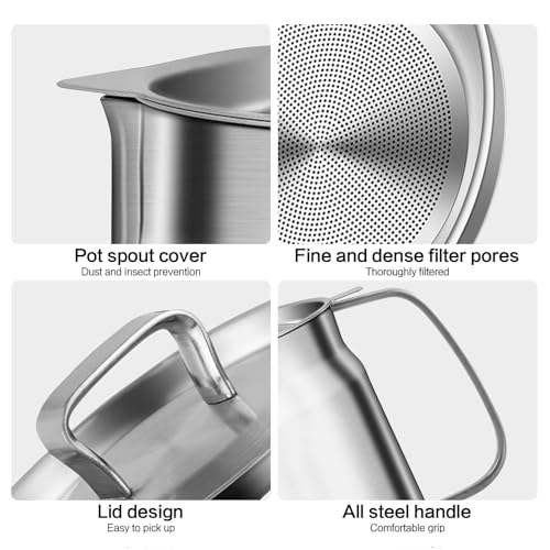 Image of Small Deep Frying Pot with Strainer Basket,1200ml Stainless Steel Pan with Handle,Ideal for Frying French Fries /Chicken Wings /Shrimp /Boiling Butter /Gravies (1.5L Deep Frying Pot)