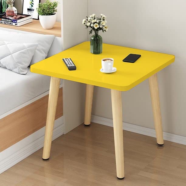 EYLEX Square Shape Coffee Table Tea End Table Nesting Table Nightstands for Sofa Couch Bed, Wood Accent Modern Simple Industrial Style Side Table for Living Room Bedroom ((Yellow)