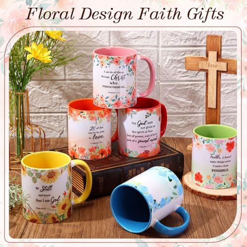 Juego de 6 mugs cerámicos cristianos multicolor 12oz miniatura 4