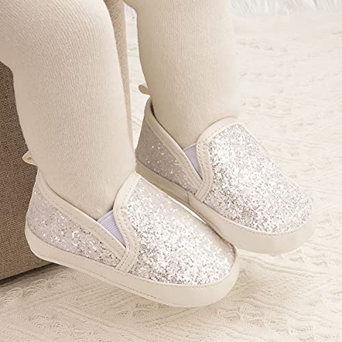 Dazarve Infant Baby Girl Boy Sequin Shoes Slip On Newborn First Crib Walking Casual Sneakers Toddler Soft Non-Slip Sole Lazy Loafers 6-12 Months #TOP1