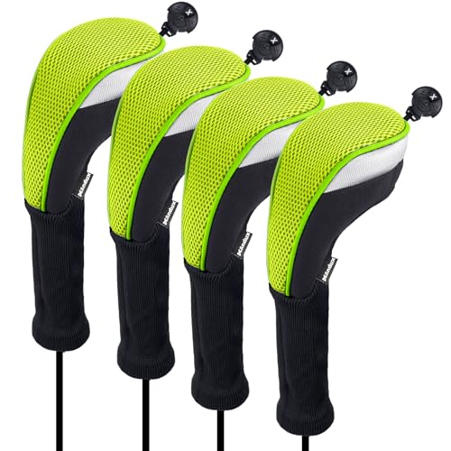 Andux 4pcs/Pack Long Neck Golf Hybrid Club Head Covers Dial No. Tag CTMT-02 Green