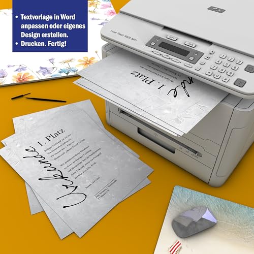 Urkundenpapier DIN A4 „Structure Grau“ 190g 15 Blatt Struktur Design grau – beidseitig bedruckt – inkl. Textvorlagen zum Download