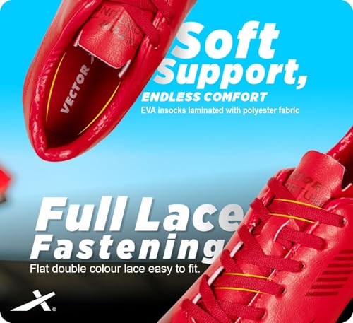 Image of Vector X Fortune Football Shoes|Synthetic Leather Upper with Durable TPU Sole|Padded Ankle Collar|Premolded Heel|Lightweight Sports Footwear Soccer Studs for Adult, Men & Boys