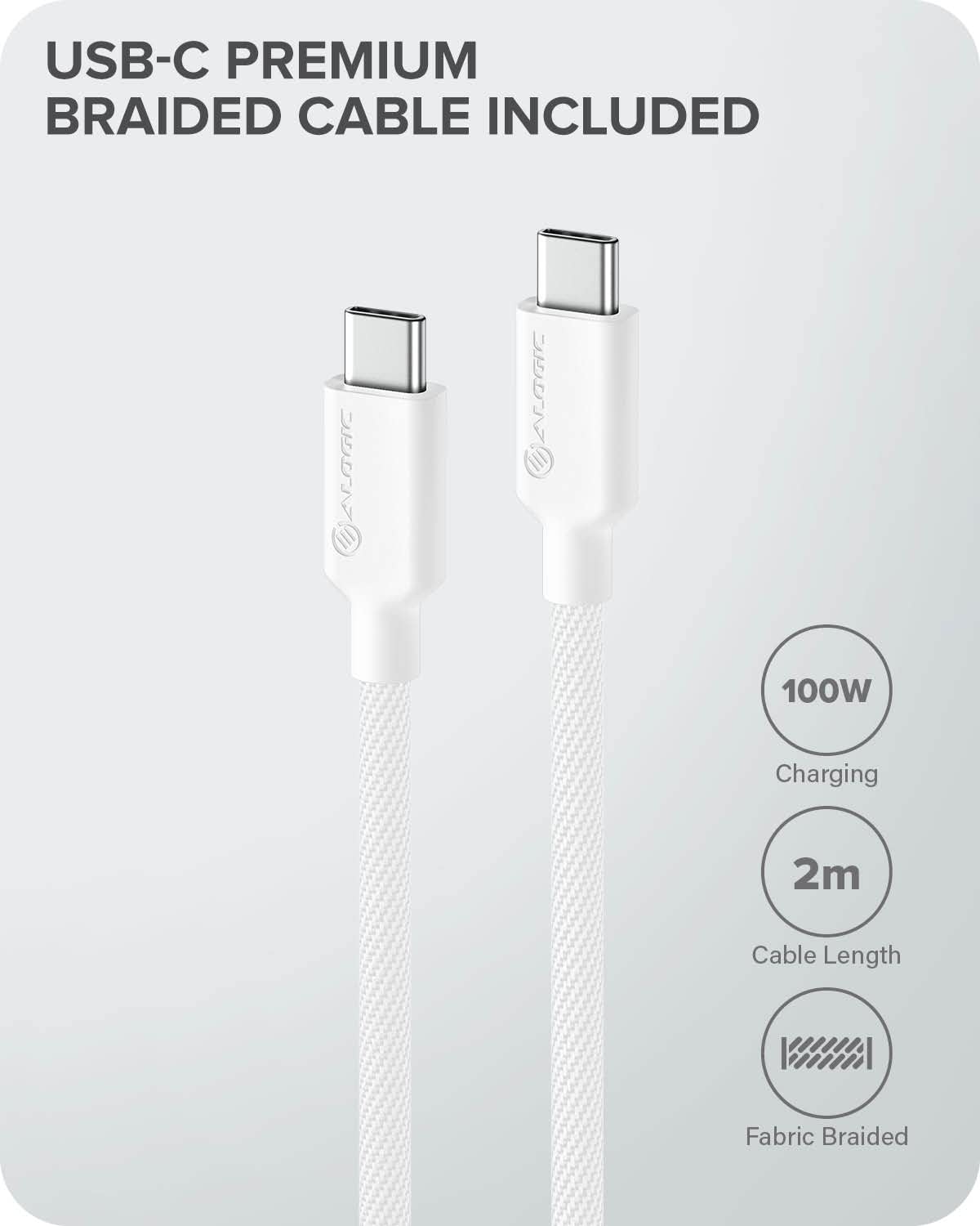 ALOGIC Dual USB C Cargador rápido de 2 Puertos de 63 W con tecnología GAN Fast y asignación dinámica de energía, Cargador Power Delivery 3.0 para MacBook / M1 Mac, iPad Pro, iPhone, Pixel y más
