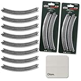 KATO N Scale 20-100 Unitrack R249-45 Curve Track (8 Pieces Total) + Track Cleaning Cloth 15x15cm – Snap-Together Rail Set for Smooth Layout and Easy Maintenance