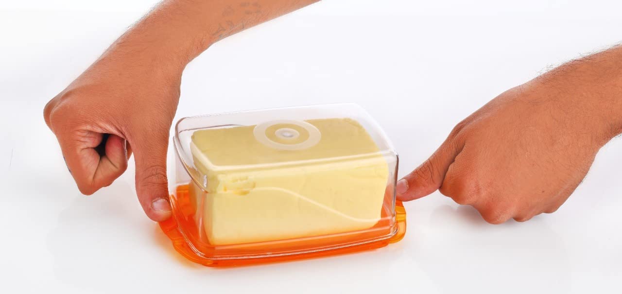 NOBILEA Butter Box with Lid | Plastic Butter Dish Keeper Holder Container for Kitchen Fridge Dining | Butter Dish Serving Set, 500 ml (Multicolored) 4