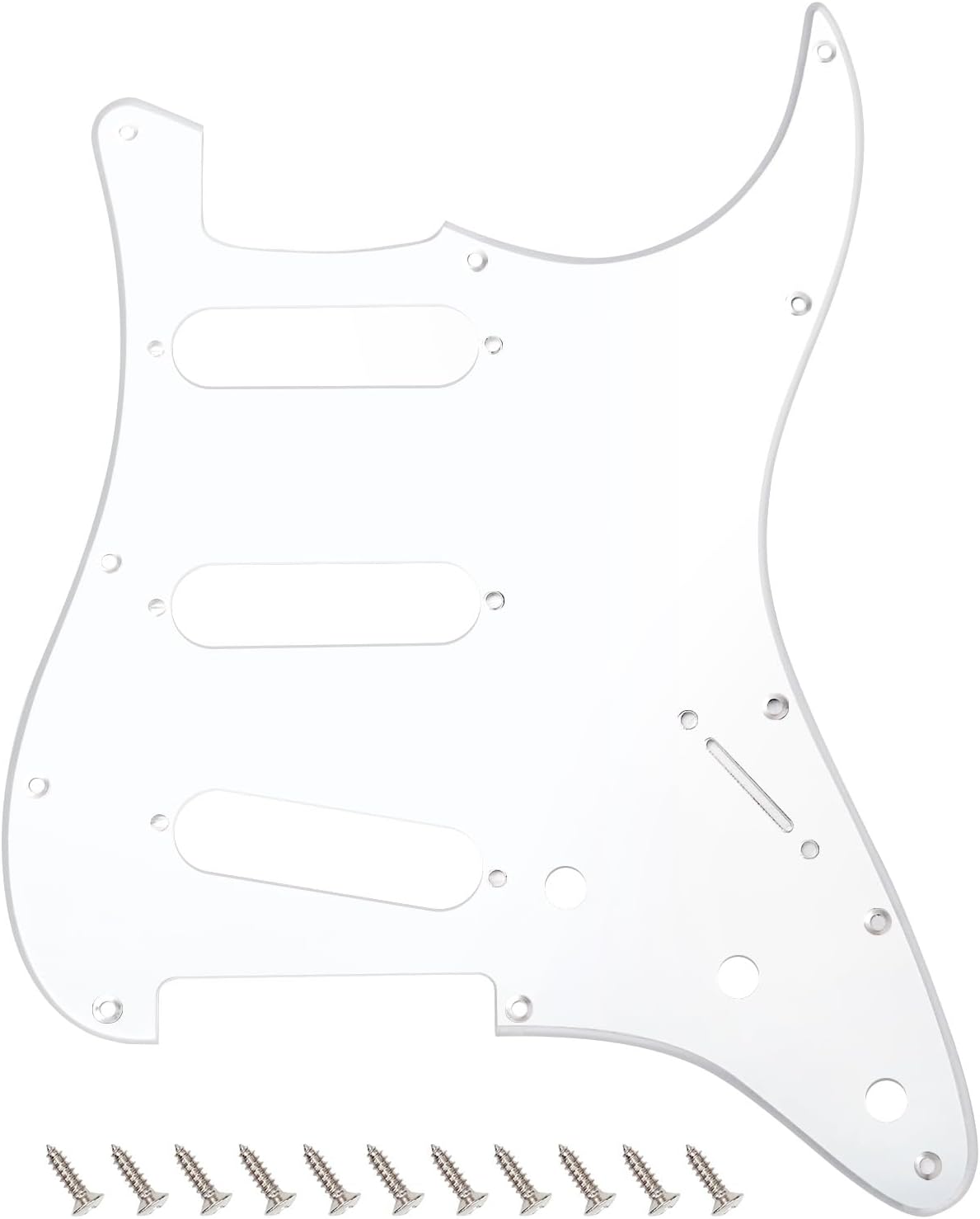 Banworks 1 Ply Strat SSS Pickguard 11-Hole Electric Guitar Pickguard Scratch Plate for USA/Mexican Fender Modern Style Standard Stratocaster ST JT/HB-01 Chrome Mirror