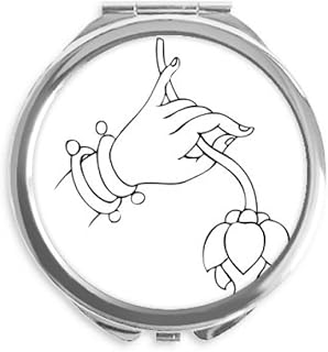 Hand Flower Simple Pattern Hand Compact Mirror Round Portable Pocket Glass