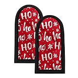 HUIACONG Christmas Pan Handle Sleeve 2 Pieces Red Hot Handle Holders Snowflake HO HO HO Print Skille