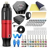 Wormhole Tattoo Gun Kit Tattoo Kit with Tattoo Gun Power Supply Tattoo Cartridge Needles Rotary Tatt