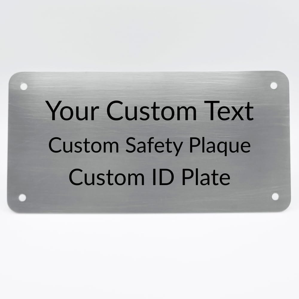 Custom Stainless Steel Nameplate | 6x3 Inch | 8x4 Inch | Brushed Stainless Steel ID Plate | Personalized Safety Sign | Custom Oporational Plate | Personalized Warehouse Plaque | Customize your Door Sign