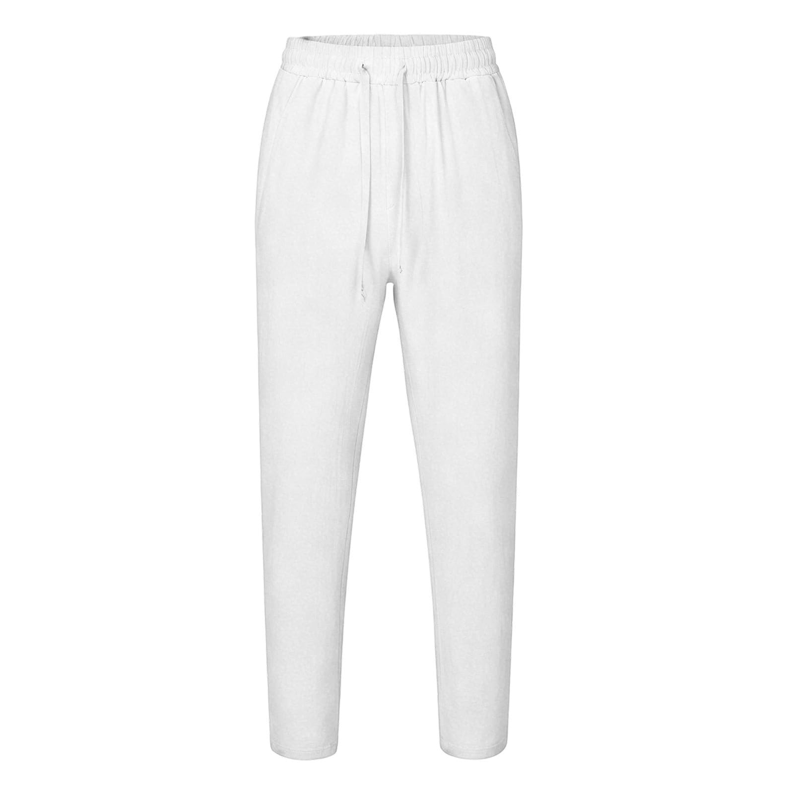 Pantanlones de Lino para Niños,Algodón y Lino Pantanlon Chandal Niño Cintura Elástica Pantalón Chino Largo Sueltos con Bolsillos Cómodo Transpirable Jogging Pants Ropa Adolescentes Chicos 4-14 Años