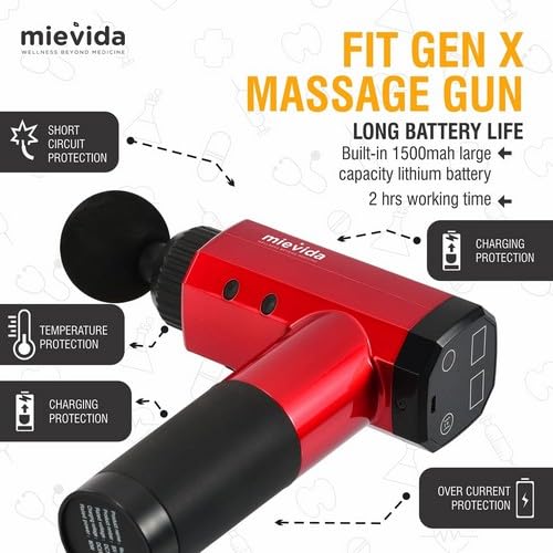 Mievida Fit General Ex Portable Electric Body Massage Gun | Deep tissue tissue massage machine for relief from whole body pain and stress. 6 wireless, reconstructed, cool hand with special heads Mievida Fit General Ex Portable Electric Body Massage Gun | Deep tissue tissue massage machine for relief from whole body pain and stress. 6 wireless, reconstructed, cool hand with special heads