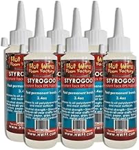 Hot Wire Foam Factory StyroGoo Instant-Tack Foam-Safe Glue, Bonds EPS, XPS Foam to Wood, Metal, Glass, Rubber, Case of (6) 3.4oz Jars
