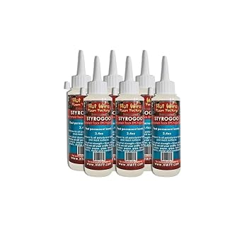 Hot Wire Foam Factory StyroGoo Instant-Tack Foam-Safe Glue, Bonds EPS, XPS Foam to Wood, Metal, Glass, Rubber, Case of 6 3.4oz Jars