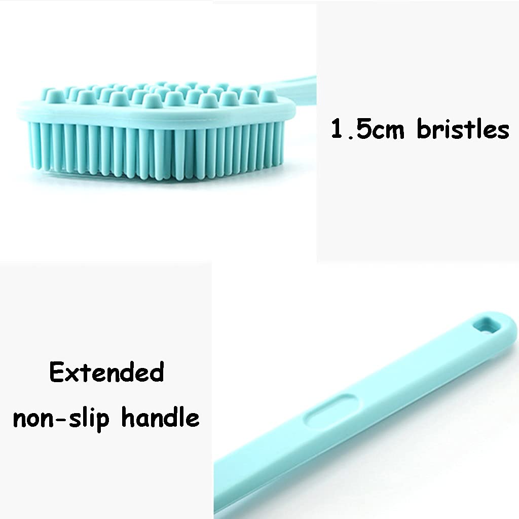 Cepillo para la Piel Cepillo para el Cuerpo Cepillo para la Piel con Mango Largo de Nylon de Doble Cara, Limpieza y exfoliación para estimular la circulación sanguínea (Color : Azul, Tamaño