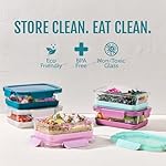 Ello Duraglass 3.4 Cup Meal Prep Sets 10Pc, 5 Pack Set- Glass Food Storage Container with Silicone Boot and Airtight BPA-Free Plastic Lids, Dishwasher, Microwave, and Freezer Safe, Garden Goals - Image 2