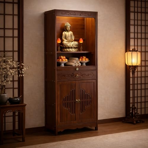 Table d'autel de méditation bouddhiste chinoise en bambou 15in