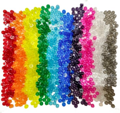 Minizfigs 1050PCS Trans-Variety 1x1 Round Plates Bulk Building Blocks Parts and Pieces Dots Pieces Circle Studs Flat Brick Plate Set 100% Compatible with All Major Building Toy Brands 4073