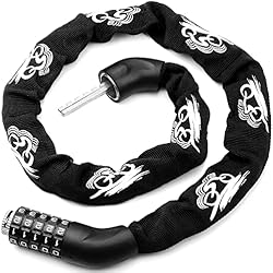Candado Crosby Candado Bicicleta Antirrobo Candado Cadena - Candado Bicicleta Cadena Antirrobo con 5 Dígitos Candado Combinación Alta Seguridad Candado de Cadena Bicicleta, para Moto Bicicleta1000mm, Negro