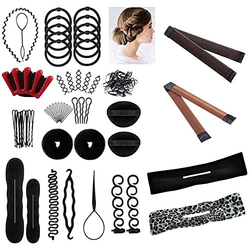 29PCS Hair Styling Kit DIY Hair Style Accessories Set Fashion Hair Styling Tools Hair Modeling Tools Hair Braiding Tools Deft Bun Maker Tools Ideal Gift for Women Girls Hair Stylist by HMIEPRS
