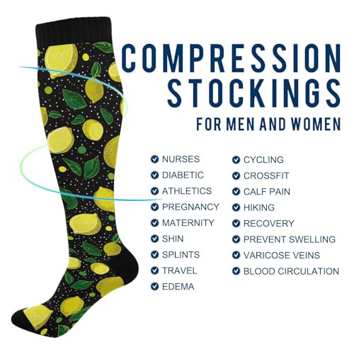 Image of Wusikd Heartbeat Symbol Compression Socks for Women and Men Circulation Black Long Socks for Athletic Running 1