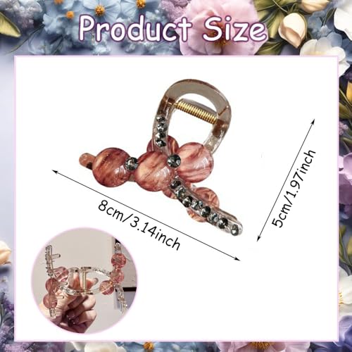Pinza de cabello con perlas rosa púrpura miniatura 2