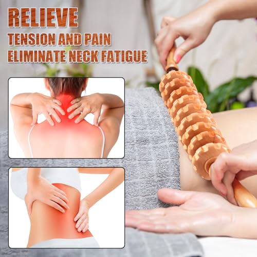 Wood Therapy Massage Tools,Wooden Massager Stick Roller Lymphatic Drainage Tool,Maderoterapia Kit Self Massage Roller Tool for Cellulite Reduction,Muscle Tension and Body Shaping,Contouring - Image 3