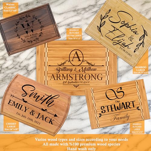 Tabla de cortar personalizada - tablas de charcutería grabadas a medida - regalo para bodas, ducha nupcial, compromiso, aniversario, Día de la Madre y del Padre - Hecho a mano en EE. UU. miniatura 3