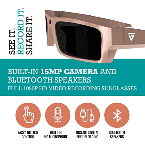 Govision Sol 1080P Hd Camera Glasses Video Recording Sport Sunglasses With Bluetooth Speakers And 15Mp Camera - Rose Gold #TOP2