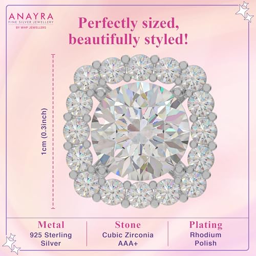 Image of 925 Sterling Silver Stud Earrings for Women | Cubic Zirconia Solitaire Ear Studs | Lightweight Hypoallergenic Anti-Tarnish Daily Wear Jewellery | Gift for Girls, Wife, Girlfriend, Mother, Sister | Birthday, Anniversary, Rakhi