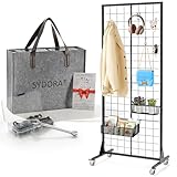 Sydora Girdwall Panel Display Stand Detachable 2'×5.2’FT Black Movable Wire Panel | Suitable to Hold Large/Small Items - Excellent User Experience
