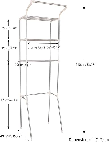 Miniatura 10 de Hershii Estante de almacenamiento sobre el inodoro, organizador de ahorro de espacio para baño, estante de 2 niveles con riel de barra para colgar