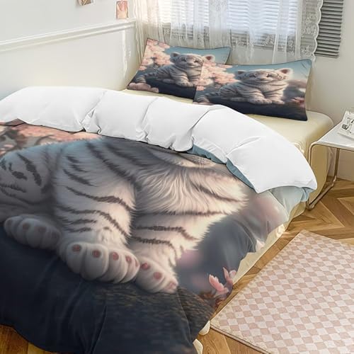 Housse de couette tigre douce et résistante pour lit double 220x240 cm