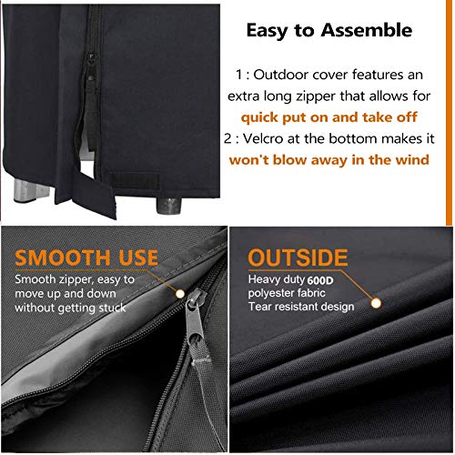 YEECHUN Upgraded 600D Patio Heater Cover, Oxford Fabric Waterproof Standup Round Heater Cover for Outdoor Heaters, 34\"x18.5\"x95\", PU Coating, Anti-UV, Windproof, Anti-Dust