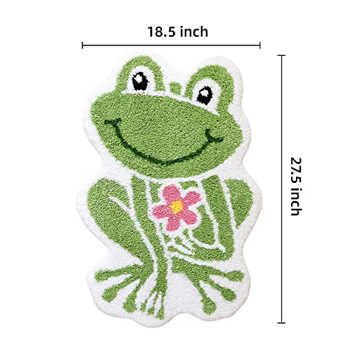 Panstar Frog Bath Mat Non Slip Bath Rug For Bathroom, Cute Absorbent Bathroom Mats, Green Cartoon Animal Shaped Shaggy Shower Rugs Washable #TOP3