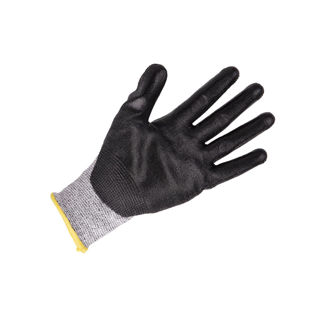Cofan Gants anti-coupures ultra légers | Niveau D | HPPE + revêtement PU noir | EN 388 4X43D | Pack de 12 paires de gants ou format unitaire | Taille 7 | Protection mécanique (12, 7)