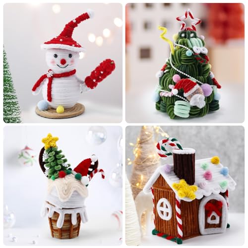 Image of Caydo 300 Pieces Christmas Pipe Cleaners Craft, 3 Colors Chenille Stems