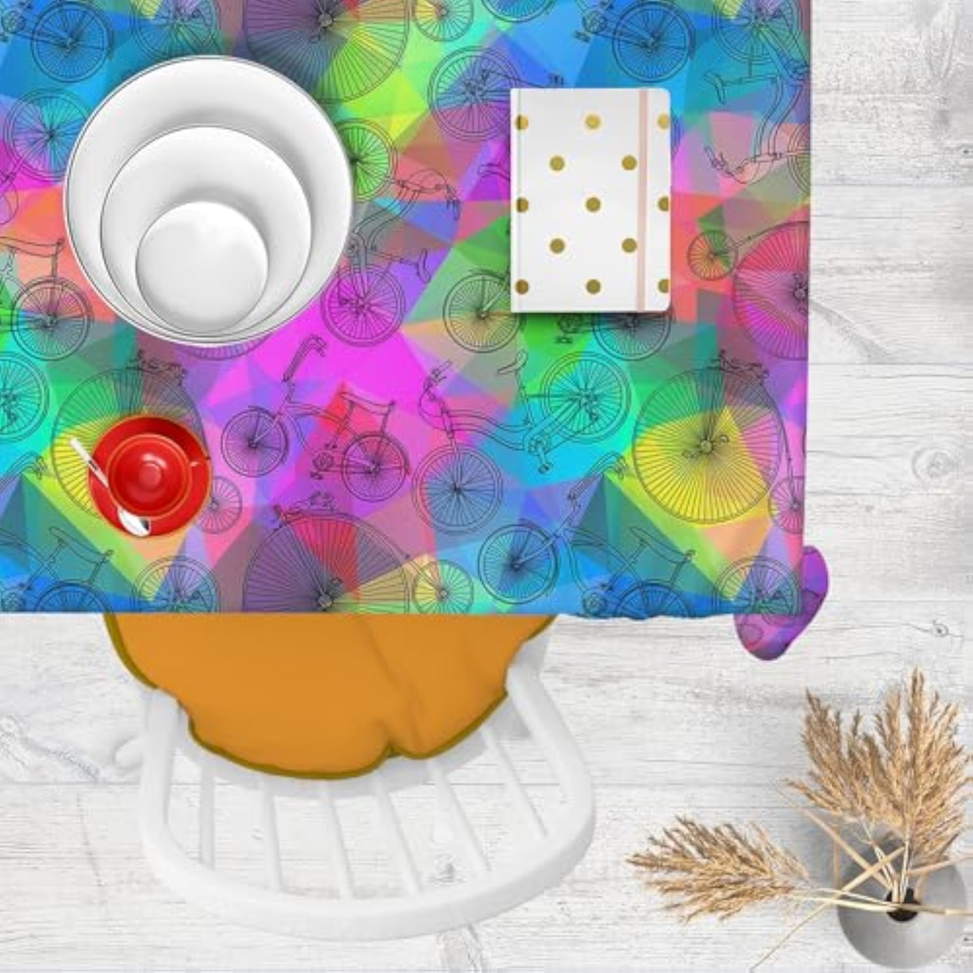 Bicycles Velvet Table Cloth Cover for Dining & Center Table