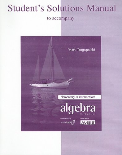 Student Solution Manual t/a Elementary & Intermediate Algebra: Dugopolski, Mark: 9780073205991 ...