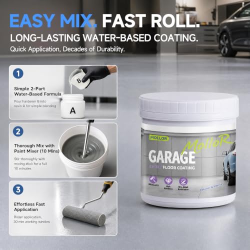 Epoxy Floor Paint, Kit para Piso de Garaje de Epoxi para Concreto, 1 Auto, Gris miniatura 7